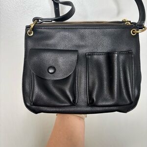 By Anthropologie Black Minimalist Crossbody‎ Bag Purse.